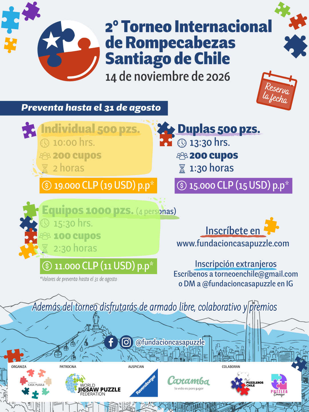 Preventa Competencia Duplas 2° Torneo Internacional de Rompecabezas en Santiago de Chile