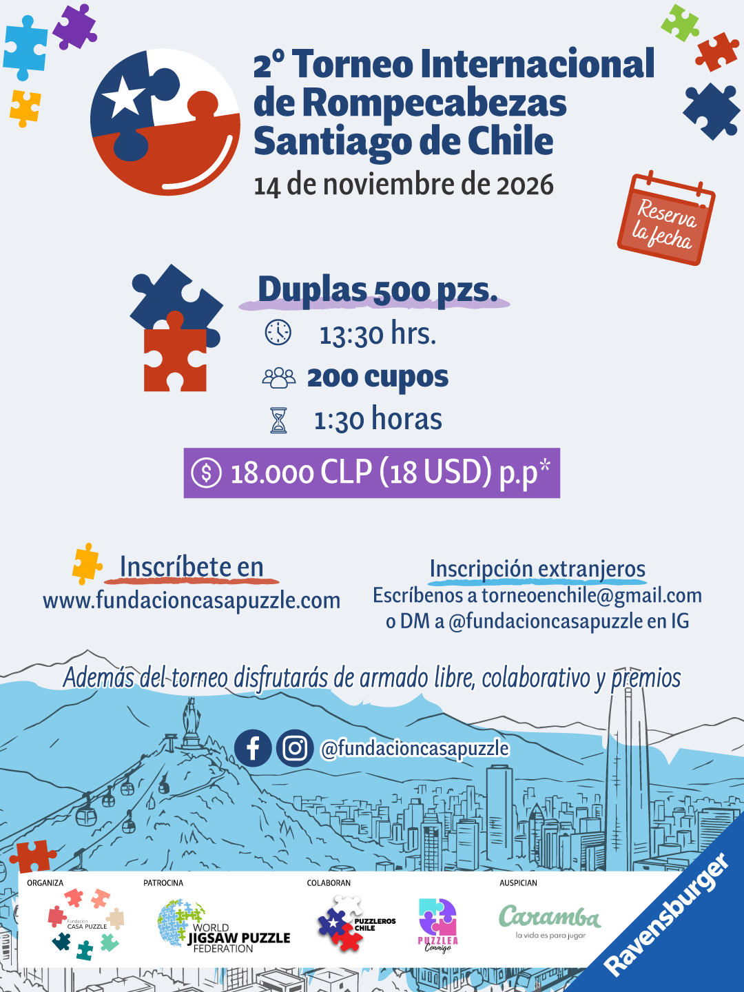 Preventa Competencia Duplas 2° Torneo Internacional de Rompecabezas en Santiago de Chile